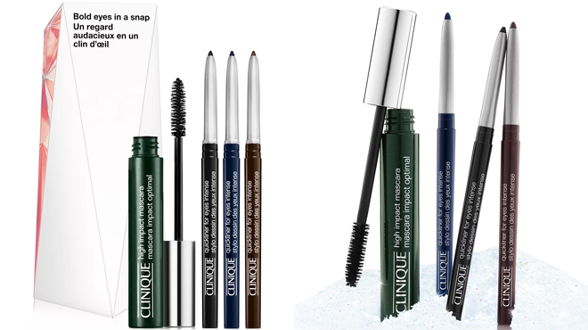 Two Images of Clinique Bold Eyes In A Snap 4 Piece Eyeliner Mascara Set