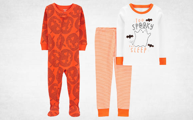 Two Styles of Carters Kids Halloween Pajamas