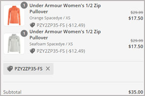 Under Armour Womens Zip Pullover Order Summary