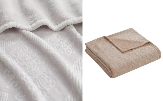 VCNY Home Alexandra Ogee Damask Plush Microfiber Throw Blanket and VCNY Home Mila Modern Ogee Plush Microfiber Blanket VCNY Home Alexandra Ogee Damask Plush Microfiber Throw Blanket and VCNY Home Mila Modern Ogee Plush Microfiber Blanket