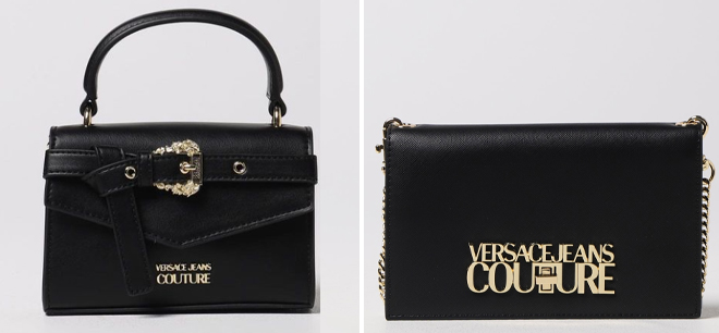 Versace Logo Satchel and Logo Faux Leather Crossbody Bag