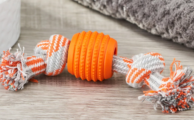 Vibrant Life Double Dental Dog Rope Toy in Orange Color