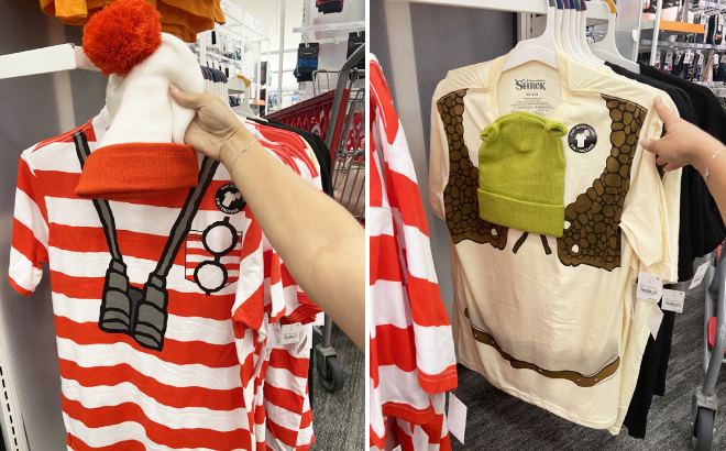 Wheres Waldo and Shrek Mens Halloween Tee and Beanie