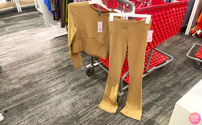 Wild Fable Womens Set in Light Brown Hanging on a Target Cart Wild Fable Womens Set in Light Brown Hanging on a Target Cart