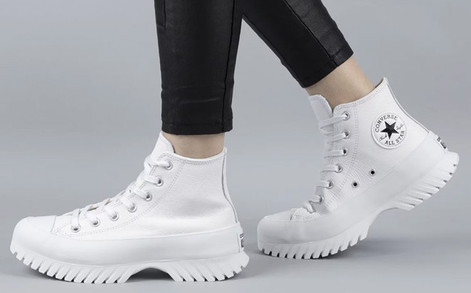 Woman is Wearing Converse Chuck Taylor All Star Lugged Leather in White Color