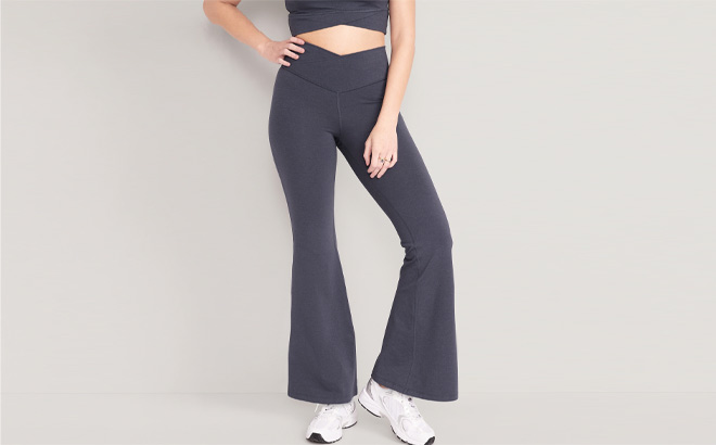 Woman is Wearing an Extra High Waisted PowerChill Super Flare Pants for Women