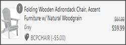 Wooden Folding Adirondack Chair Checkout Screenshot