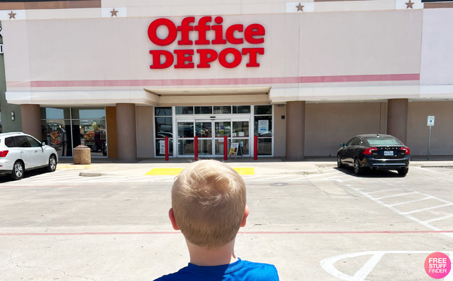 a Boy Facing Office Depot Store