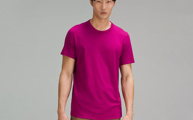 a Man Wearing a Lululemon Fundamental T Shirt