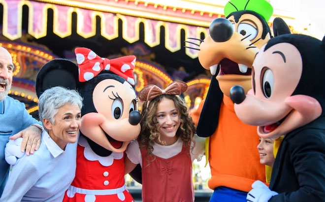 an Image of Group of Tourist with Disney Characters