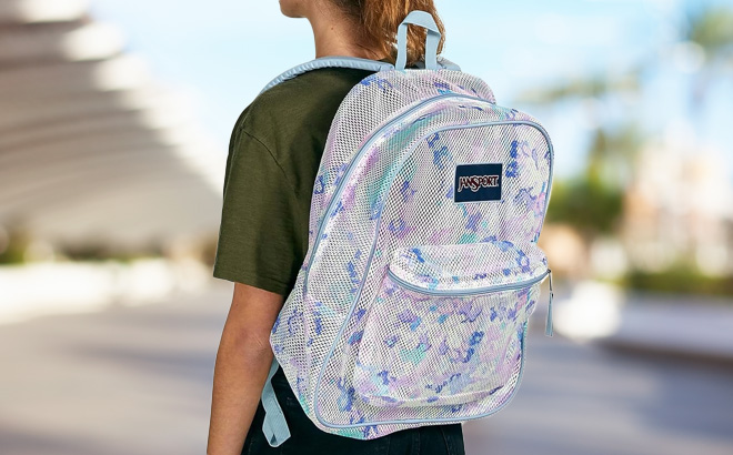 an Image of a Person Carrying a JanSport Mesh Backpack