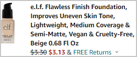 e l f Flawless Finish Foundation Order Summary
