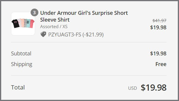 Under Armour Kids Tees Summary