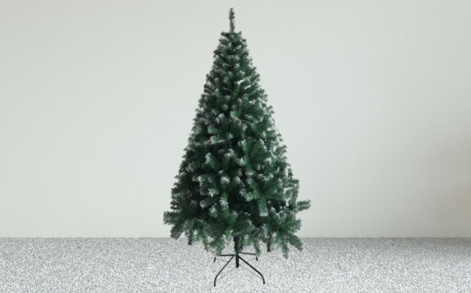 6 Foot Artificial Christmas Tree on a Carpeted Floor