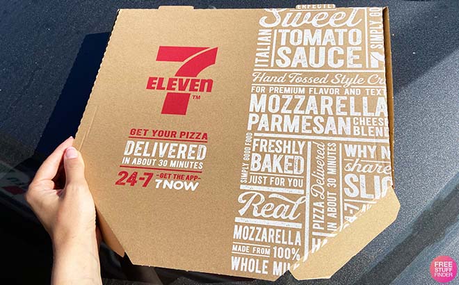 7 Eleven Pizza in Box On table