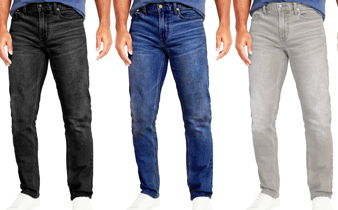 7 Groove 3 Pack Mens Stone Washed Stretch Denim Jeans 1