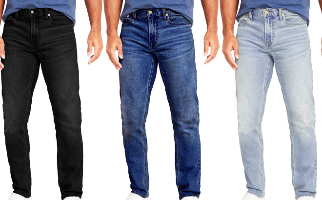 7 Groove 3 Pack Mens Stone Washed Stretch Denim Jeans 2