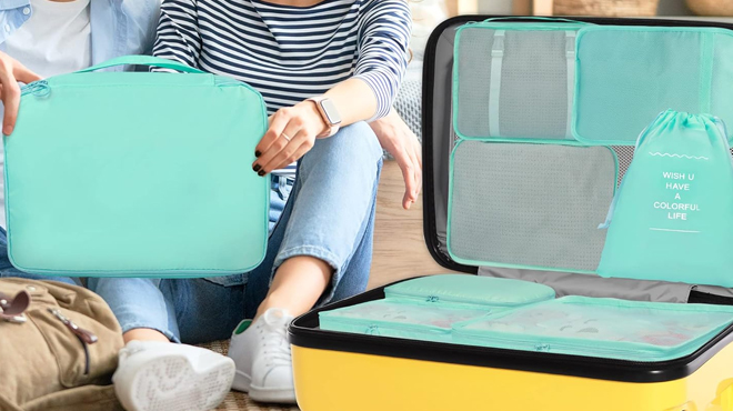 8 Piece Packing Cube Set in Blue Color