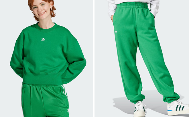 Adidas Adicolor Essentials Crew Sweatshirt and Essentials Fleece Joggers