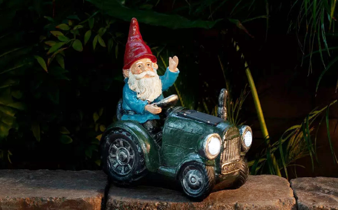 Alpine Corporation Solar Tractor Riding Gnome with LED Lights Alpine Corporation Solar Tractor Riding Gnome with LED Lights