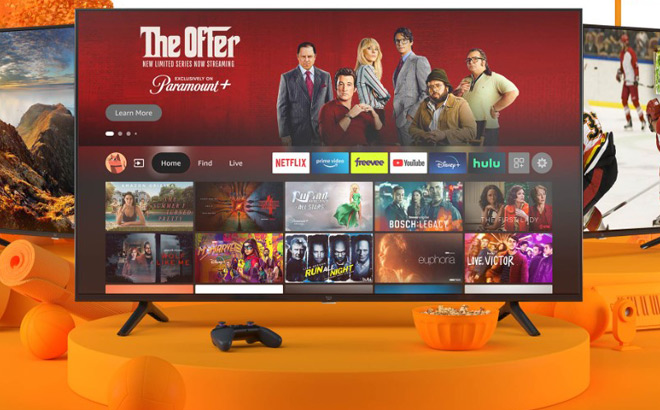 Amazon 50 Inch Fire TV on Orange Rounded Top