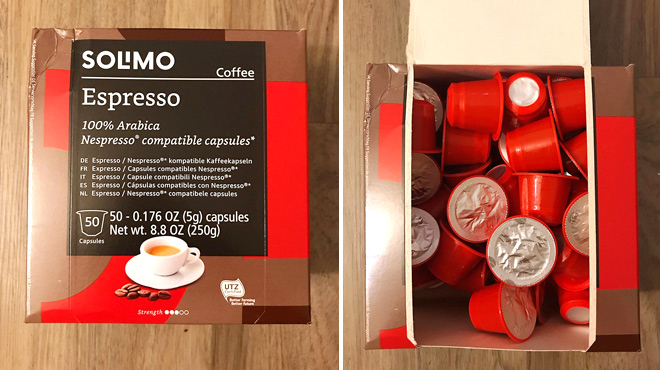 Amazon Brand Solimo Espresso Capsules 50 Count Boxes