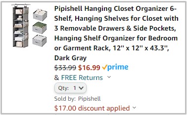 Amazon Closet Organizer Checkout Screenshot Amazon Closet Organizer Checkout Screenshot