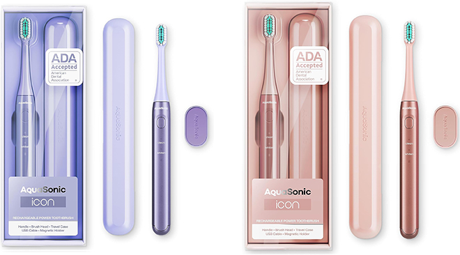 AquaSonic Icon Rechargeable Power Toothbrush in Two Different Colors 1