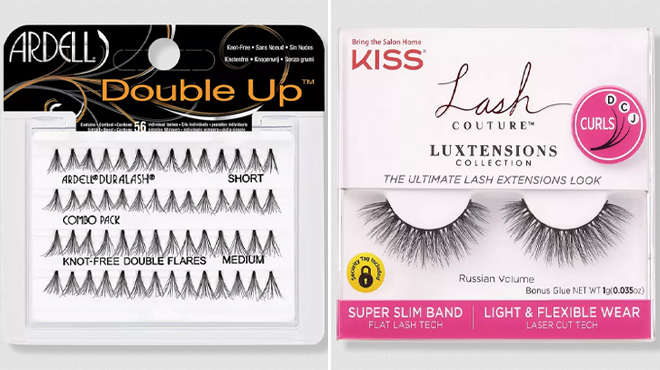 Ardell Double Up Individuals and Kiss Lash Couture Luxtension Russian Volume Lashes