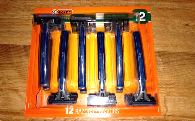 BIC 12 Count Sensitive 3 Razors on a Table