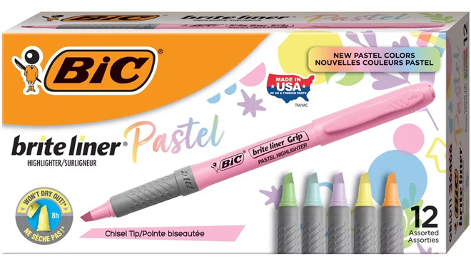 BIC Brite Liner Grip Pastel Highlighter Set BIC Brite Liner Grip Pastel Highlighter Set