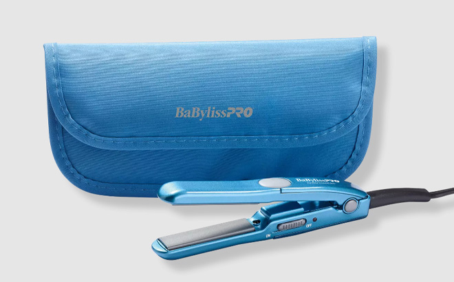 BaBylissPRO Mini Straightening Iron with Travel Pouch in Blue Color