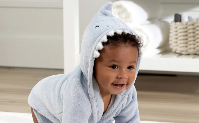 Baby Wearing a Gerber Shark Robe