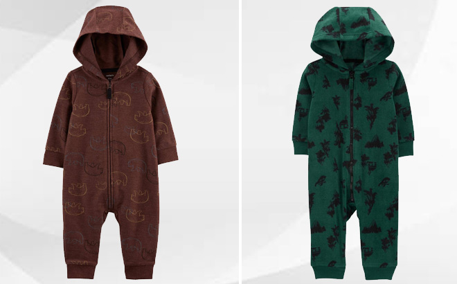 Baby Zip Up Hooded Jumpsuit and Baby Hooded Fleece Jumpsuit