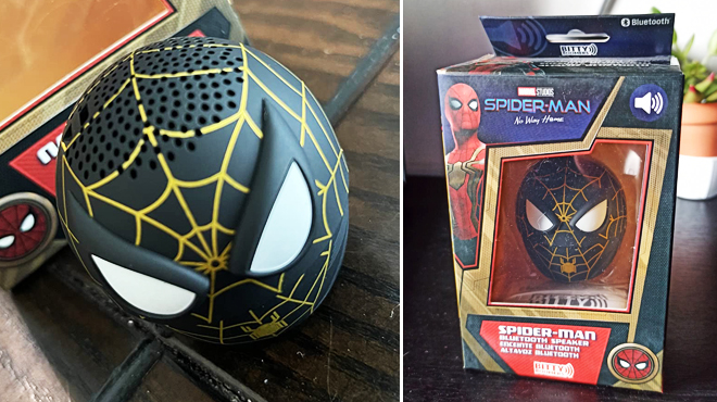 Bitty Boomers Marvel No Way Home Spider Man Black Gold Suit Mini Bluetooth Speaker