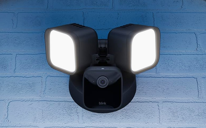 Blink Wired Floodlight Smart Security Camera in Black Color