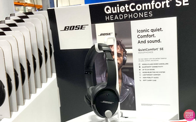 Bose QuietComfort SE Noise Cancelling Headphones on a Store Shelf
