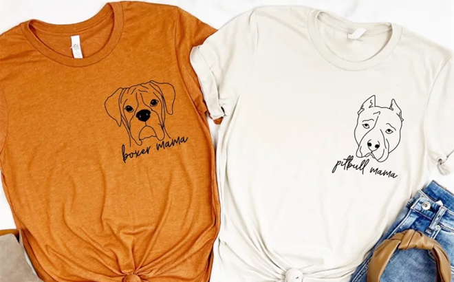 Boxes and Pitbull Left Chest Dog Mama Tees