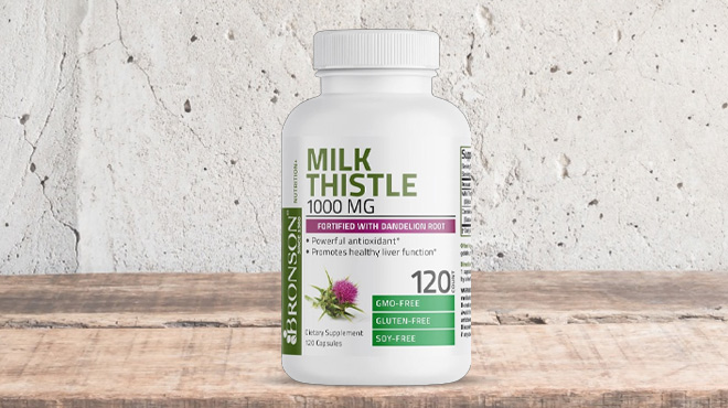 Bronson Milk Thistle Supplement 120 Count on Table