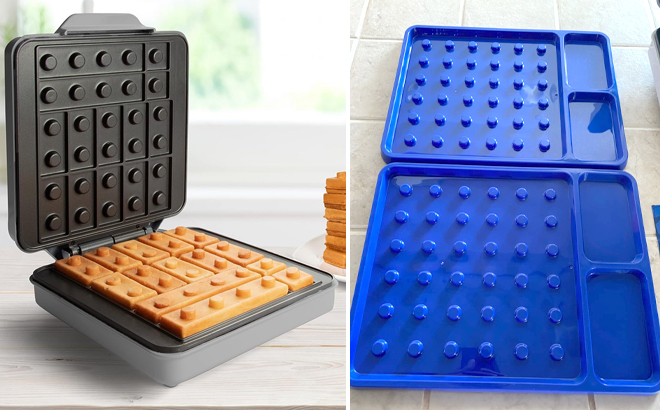 Building Brick Waffle Maker with 2 Construction Eating Plates Building Brick Waffle Maker with 2 Construction Eating Plates
