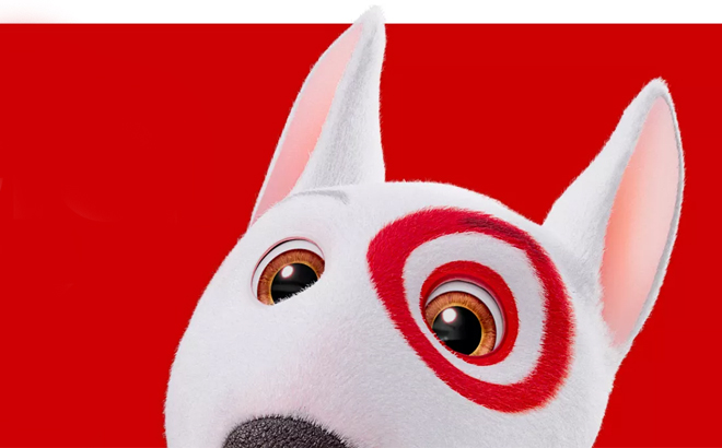 Bullseye dog on red background target circle week