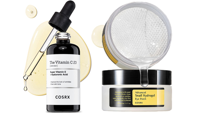 COSRX Pure Vitamin C 23 Serum with Vitamin E Hyaluronic Acid and COSRX Advanced Snail Hydrogel Eye Patches