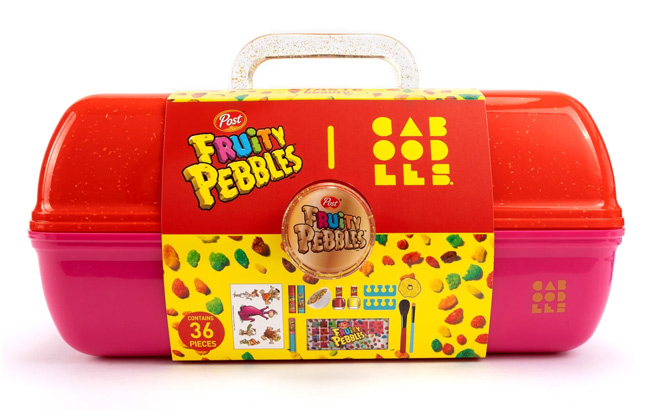 Caboodles Fruity Pebbles 13 Piece Cosmetic Case on a White Background