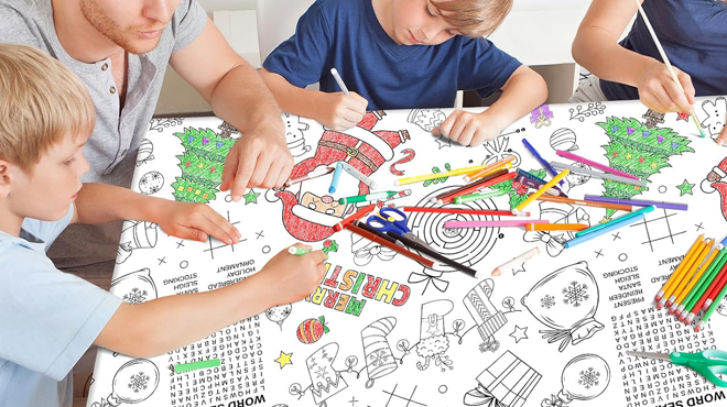 Christmas Coloring Tablecloth Activity Poster