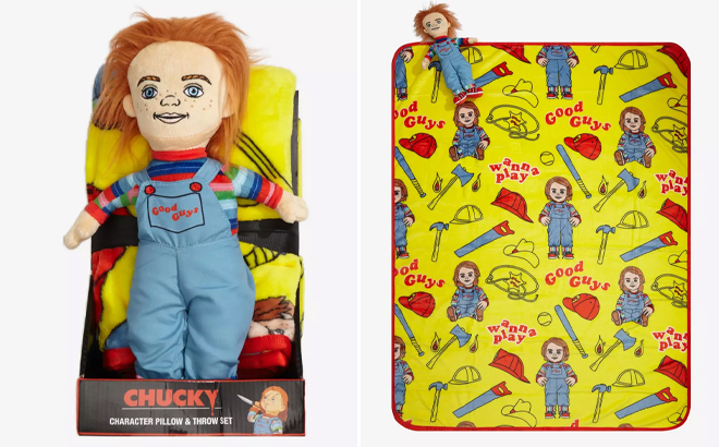Chucky Character Pillow Throw Blanket Set