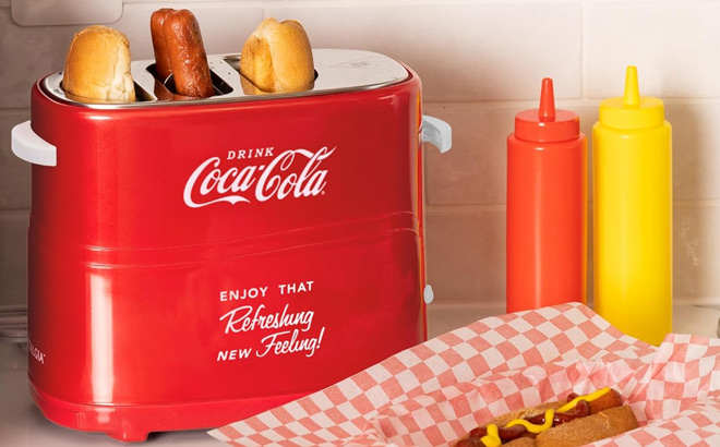 Coca Cola Toaster Next to Bottles of Cetchup and Mayonnaise