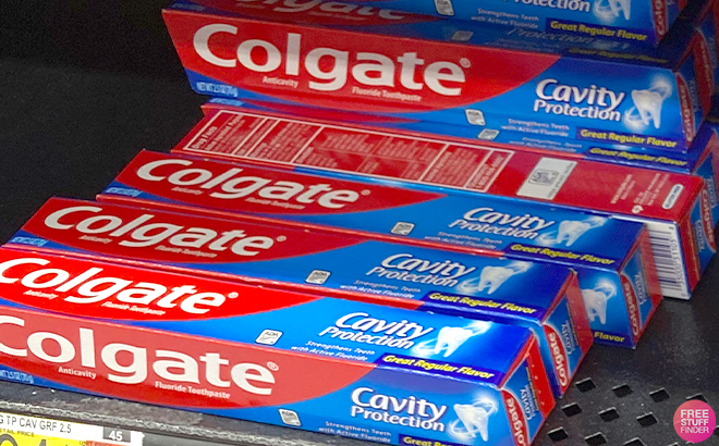 Colgate Cavity Protection Toothpaste on a Shelf