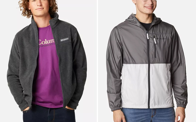 Columbia Mens Steens Mountain 2 0 Full Zip Fleece Jacket and Mens Carbon Hill Packable Windbreaker
