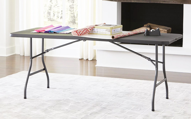 Cosco 6 Foot Centerfold Folding Table in Black Color