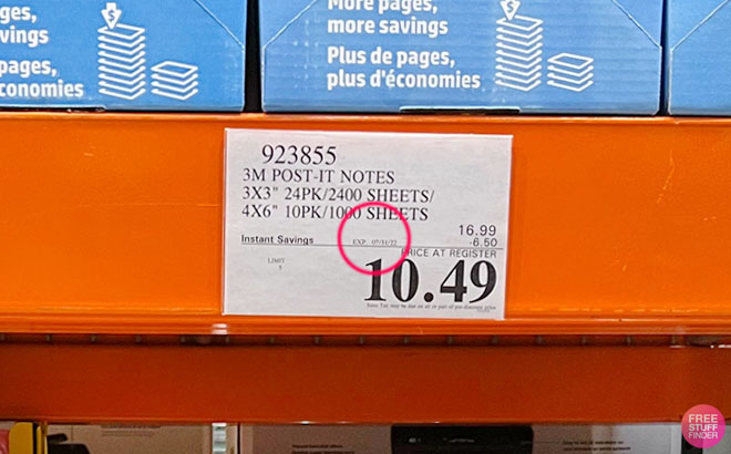Circled Expiration Date on a Price Tag at Costco
